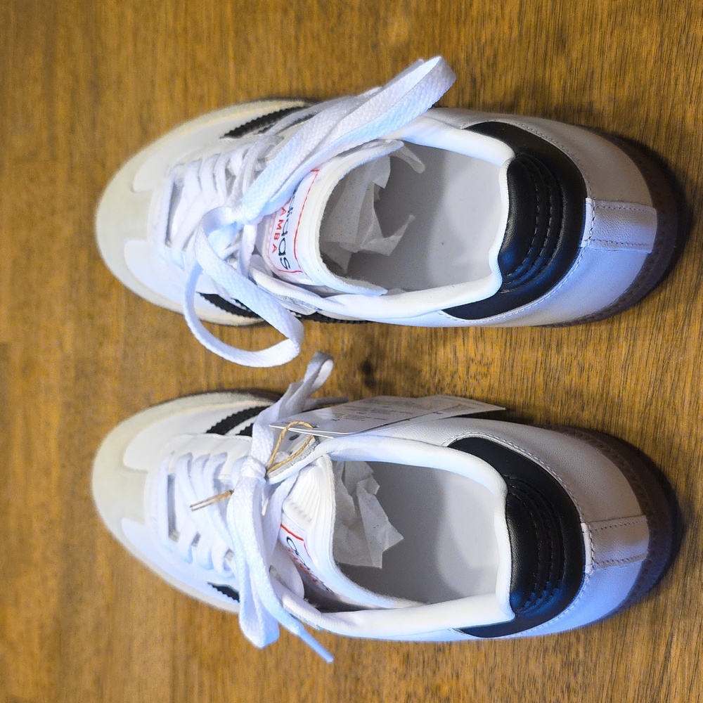 Adidas Samba White and Black Leather Classic Sneakers 8M 9W NWT (IH6001) - Picture 4 of 11